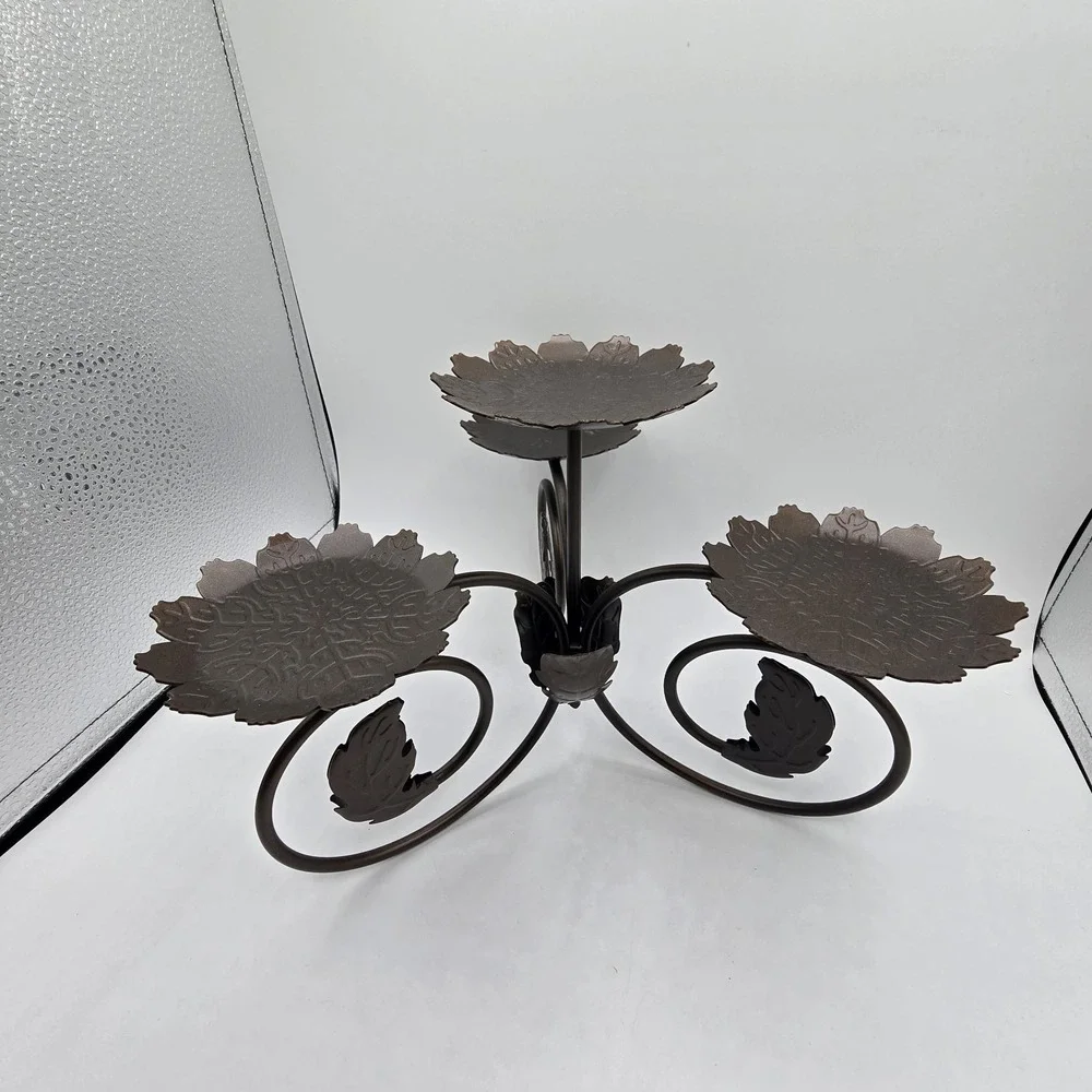 Vintage PartyLite P7528 Leaf Viking Metal Candle‎ Holder